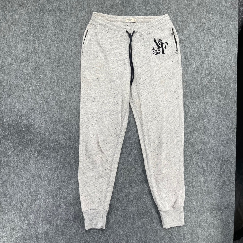 Abercrombie & Fitch Sweatpants Mens Small Gray Heather Jogger Graphic Logo